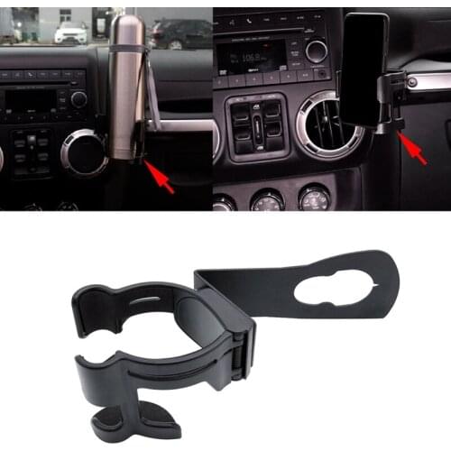 1Pcs Water Cup Bottle Car Mobile Phone Gps Cell Mount Holder Stand for Jeep Wrangler Jk 2007-2017 Black