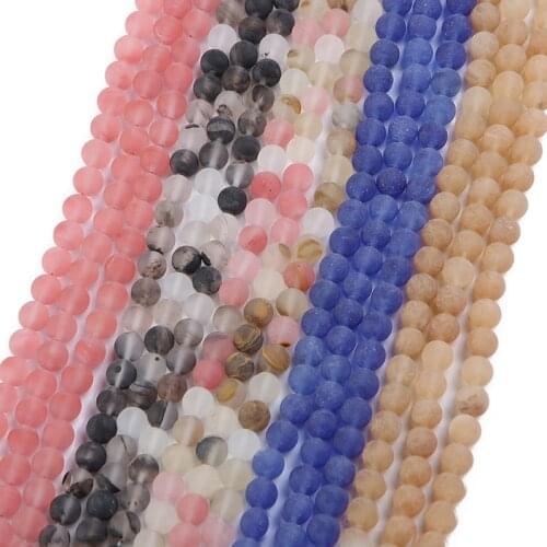 15“ 4 6 8 10mm Natural Stone Beads Matte Morganite Round Gem Semi Precious Loose Beads For Jewelry Making DIY Bracelet Necklace
