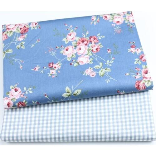 2 Colors Can Choose Blue Floral Cotton Fabric For Patchwork Quilting Sewing Tissue Dreese Cloth 50*160cm D30