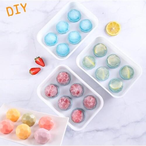 2Pcs/Set 6 Cavity Ball Ice Cube Tray Round Square Maker Mold Bar Party Cocktail Whiskey Ice Cream Moulds Pudding Jelly Molds New