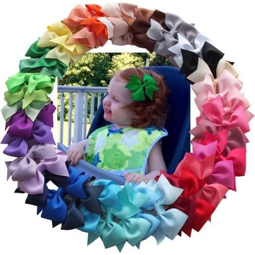 3.5 Inch Kids Hair Bow Boutique hair accessories Hairgrips hair clips Barrettes School Hair bow Dovetail bow Clip Bowknot 40 pcs