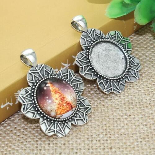 5pcs/lot 20mm Inner Size Zinc alloy Simple Necklace Pendant Cameo Cabochon Base Base Tray Bezel Blank A0036