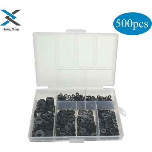 500Pcs M2 M2.5 M3 M4 M5 M6 Black Plastic Nylon Washer Flat Spacer Washer Seals Gasket Ring 6 Sizes