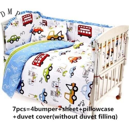6PCS Cot Bedding Sets Baby Bedding Set Baby Crib Bedding Set tour de lit bebe (4bumper+sheet+pillow cover)