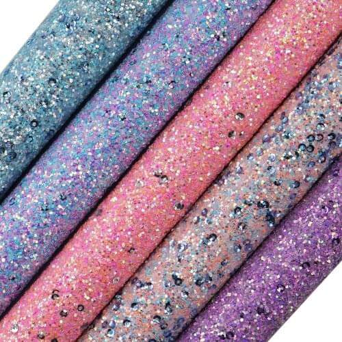 91x134cm Yard Chunky Glitter Fabric Synthetic PU Faux Leather For Bow Earring DIY Home Decorate CN129