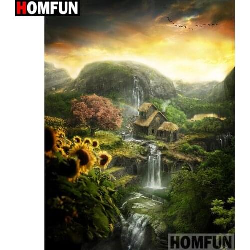 HOMFUN Full Square/Round Drill 5D DIY Diamond Painting "Scenic house"Embroidery Cross Stitch 5D Home Decor A16149