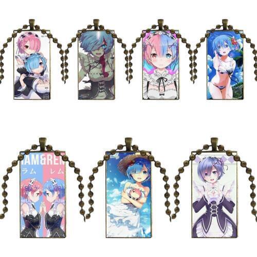 Brand Bronze Color Jewelry Fashion Statement Necklace Glass Necklaces Pendants For Women Gift Sexy Anime Girl Rem Re Zero