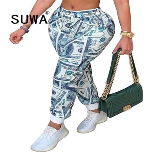 Fashion Printed Casual Sweatpants Women Girls Joggers Trousers New Autumn Ladies Elastic Waist Loose Harem Pants Streetwear