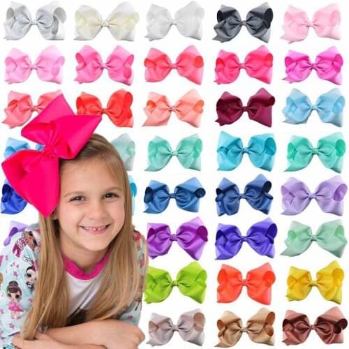 Boutique 10pcs 40C 8" Fashion Oversize Grosgrain Bow Hairpins Solid Ribbon Bowknot Hair Clips Princess Headwear Hair Accessories