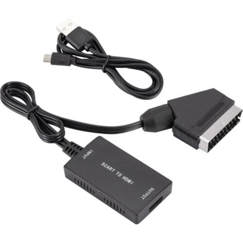 SCART to HDMI Converter, Audio Video Converter Scaler Adapter w/ USB Power Cable