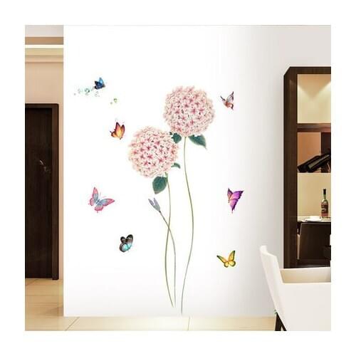 DIY 60*125cm Hydrangea Home Decoration PVC Wall Sticker Flower 3D Wallpaper Posters and Prints Wall Art