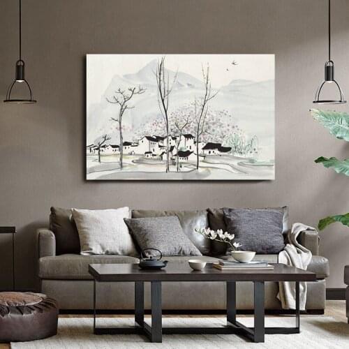DIY colorings pictures by numbers with Wu guanzhong ink painting picture drawing painting by numbers framed Home