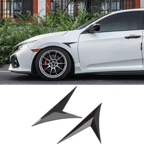 FOR Honda Civic 10th 2016 2017 2018 ABS Carbon Fiber Color Car Front Side Vent Fender Exterior Decoration Cover Sticker Trim 5.0