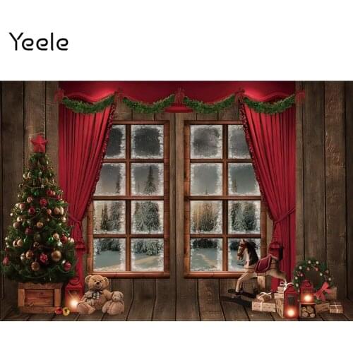 Yeele Merry Christmas Backdrop Window Wood Floor House Gift Candle Photographic Photos For Photography Baby Studio Shoot Props