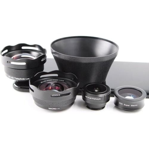 The 3rd Gen. Cellphone lens kit, 4 in 1 Wide-angle+Macro Lens+Fisheye+Telephoto for iPhone XR/7/6s/6s plus & Most Android phone