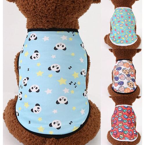 Summer Cool Sleeveless Dog Clothes Cute Printing Dog Shirt Cat T-shirt Cotton Soft Breathable Puppy Pet Accessories Pet Dog Vest