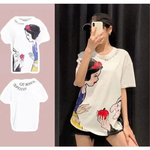 Disney Princess Snow White Fashion Anime Figures Cartoon Products Cosplay Accessories T-Shirt Unisex Casual Gifts Unisex