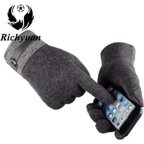 Winter Autumn Men Knitted Gloves Touch Screen High Quality Male Thicken Warm Wool Cashmere Solid Gloves Men Mitten Business