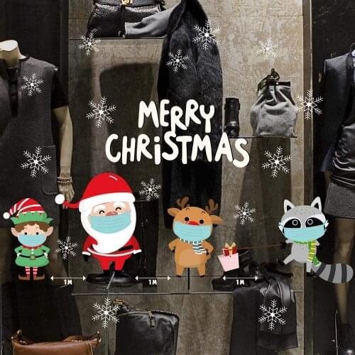CRNT0132 window sticker Christmas 100% decoration for window shopping stores, without glue, repositionable and reusable at will