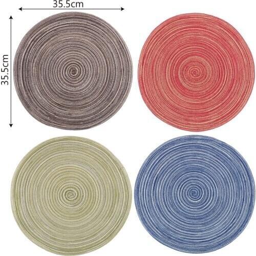 Table Mat Non Slip Insulation Round Mats Home Kitchen Dish Bowl Cup Pad Table Decoration Dining Table Placemat Coasters