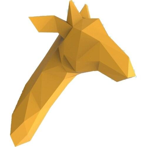 Low Poly 40CM High Giraffe Head 3D Paper Model DIY Handmade Papercraft Sculpture Modern Art Wall Decoration Crafts Home Decor