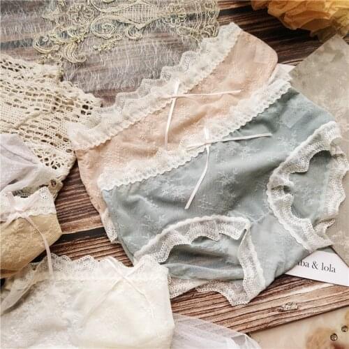 New Womens Underwear Sexy Lace Panties Fashion Hollow Out Comfort Briefs Low Waist Seamless Bow Underpants Female Lingerie