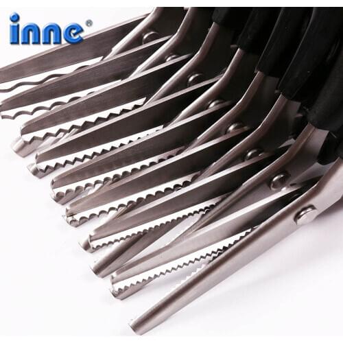 INNE Scissors Needlework Tailors Sewing Embroidery Fabric Zigzag Shape Craft Cut 23.5cm Dressmaking Leather Handicraft DIY Tool