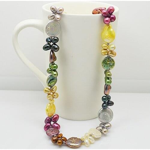 Perfect Real Pearl Necklace Multicolor Genuine Freshwater Pearl Necklace Charming Women Wedding Birthday Party Gift Jewelry