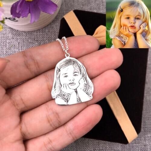 Custom Pet Photo Pendant Necklace Jewelry Engraved Name Figure 925 Sterling Silver Gold Dog Tag Necklace Women Men Memorial Gift