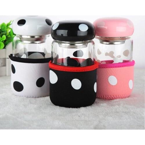 Creative Student 300ml Heat-resistant Glass Outdoor Portable Water Bottle Students' Fashion Health Tumbler With Cover pb-free