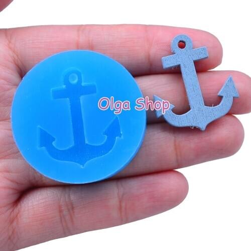 PYL570 24.3mm x 30.2mm Boat Anchor Silicone Mold Fondant Cake Decoration Candy Resin Clay Earrings Necklace Craft Soap Candle