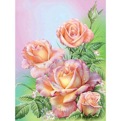 Pink Tose and Peony Floral Diamond Painting Round Full Drill Nouveaute DIY Mosaic Embroidery 5D Cross Stitch Home Decor Gifts