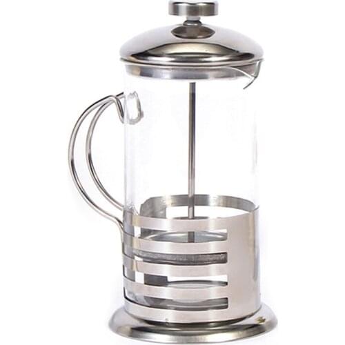 Manual Coffee Espresso Maker Pot French Coffee Tea Percolator Filter Stainless Steel Glass Teapot Cafetiere Press Plunger 350Ml