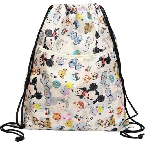 Mickey Mouse cartoon cute drawstring mouth backpack large capacity foldable storage portable outdoor travel environmental bag
