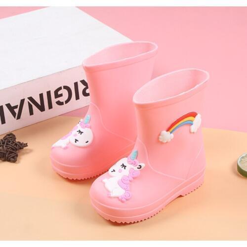 Four Seasons Infants Girls Rainboots Children Boots For Girls Boys Kids Cartoon Rainboots Candy Color Rain Boot Waterproof Shoes