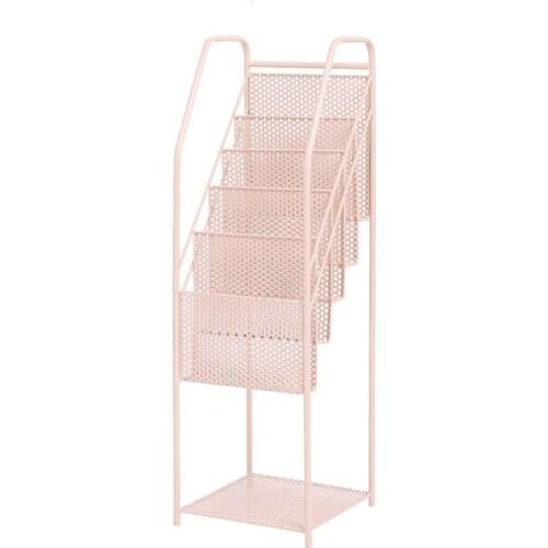 Nordic wrought iron multilayer magazine book rack simple floor shelf living room newspaper information rack bookshelf