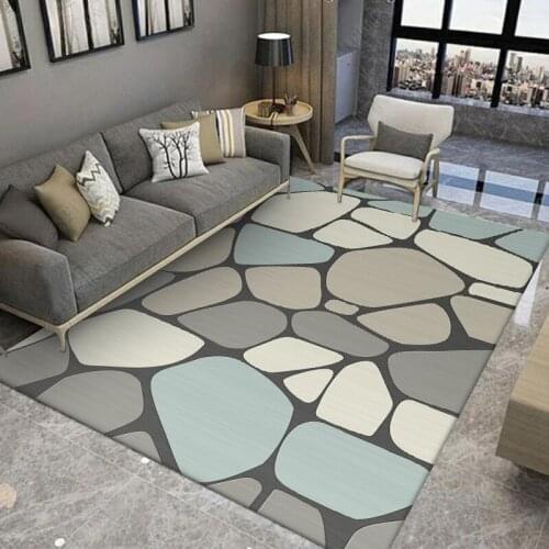 Modern Fashion Carpet Nordic Simple Color Pebble 3D Printing Carpets For Living Room Play Rugs Bedroom Floor Area Mats Room Kids