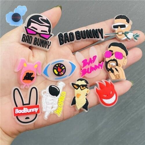 50pcs Wholesale PVC Luminous Astronaut Bunny Garden Shoes Accessories Shoe Decorations Fit Croc Jibz Charm Bracelet Party Gift