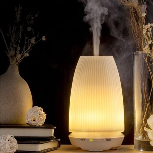 3 In 1 Ultrasonic Air Humidifier Essential Oil Aroma Diffuser Bedroom Bedside Night Lights Wood Hollow Carved Timer Table Lamps