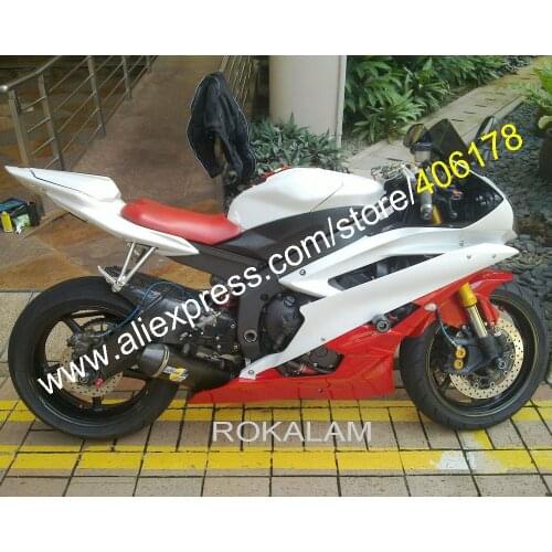 Top Injection White Red For Yamaha YZF 600 R6 06-07 YZFR6 YZFR6 2006 2007 Body Kit Fairings (Injection Molding)
