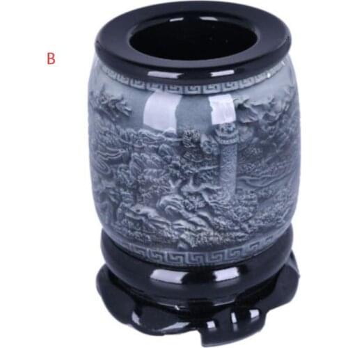 High-end artificial crystal embossed rotating pen holder study desk crafts ornaments