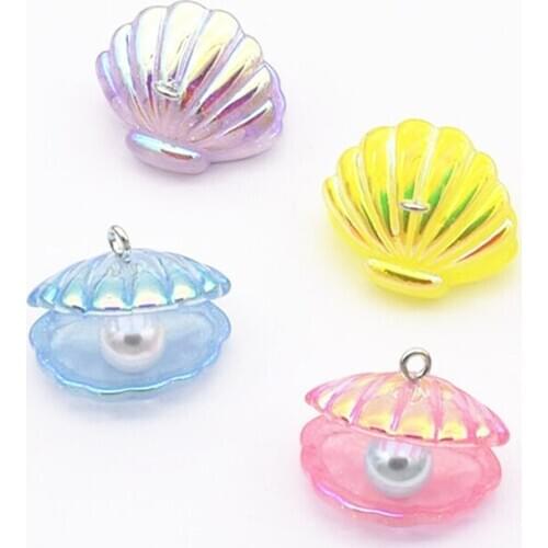 Yamily 10pcs/ 16*23mm Resin Simulation Fashion Cute Pearls Shell Shape Charms Pendant For Keychain Earring Decoratd Diy Jewelry
