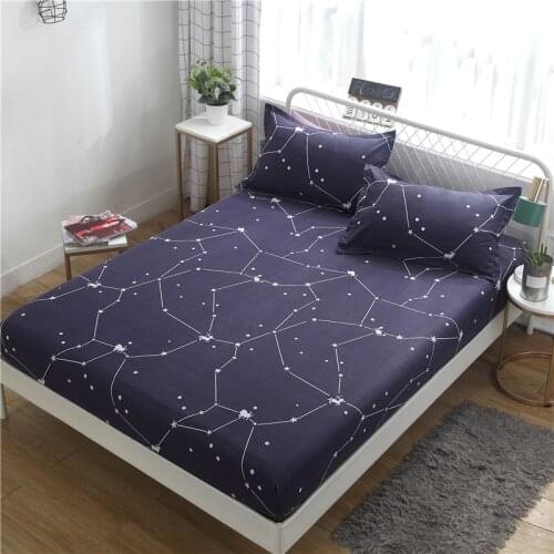 Flower Printed 1PC Bed Sheet Bed Mattress Covers Fitted Sheet Sets Four Corners with Elastic Band Bed Sheet(No Pillowcases)