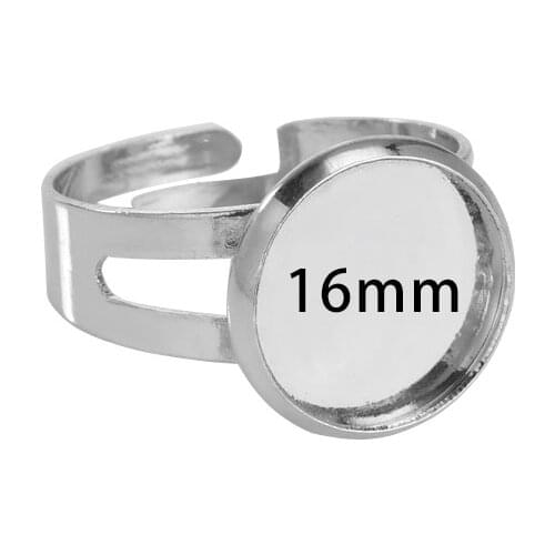 10Pcs Adjustable Fitting 10mm 12mm 14mm Round Glass Cabochon Base Ring Setting For DIY Making Free Shipping