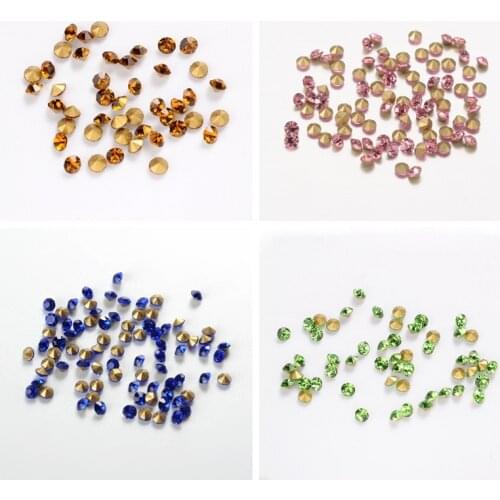 2mm 5Bags Glass Pointed Back Rhinestones for Jewelry Making DIY, Faceted Cone, Back Plated, Crystal, 2x2mm; about 1440pcs/bag
