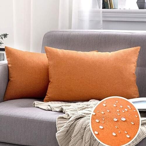 2pcs/set Waterproof Throw Pillow Covers Decorative Outdoor Solid Cotton Linen Garden Farmhouse Cushion Pillowcases 20x20 inch