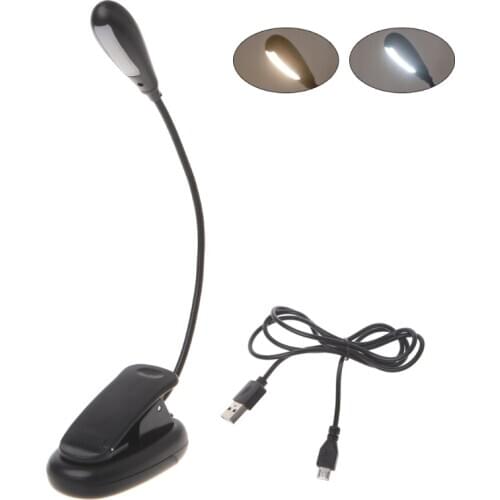 2020 New Flexible Arm Dimmable 7 LED USB Table Lamp Clip-on Bed Reading Table Light