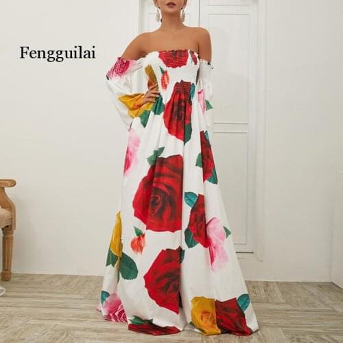 2020 Women Summer Dress Bohemian Sexy Party Night Dresses Print Long Plus Size Dress