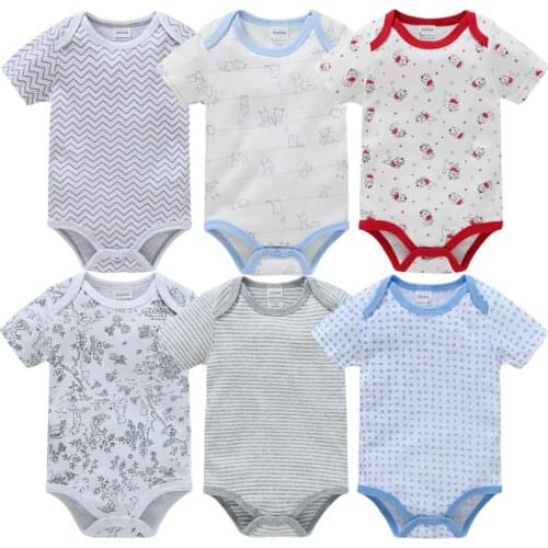 2021 6PCS Newborn Baby Boy Bodysuits Summer 0-12M Unisex Infant Baby Clothes 100%Cotton Unicorn Baby Boy Clothes Roupas de bebe