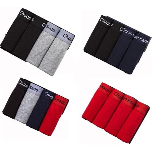 2020 New 4 Pieces100% Men Cotton Soft Breathable Underwear Boxer Fashionable male Boxer Winter warm mens panties Hot